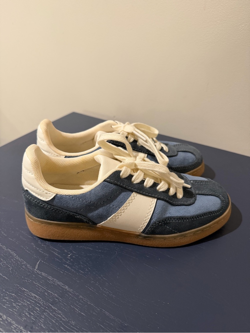 Zara Kids Navy and Cream Low-Top Sneakers